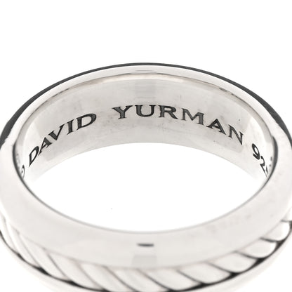 David Yurman Sterling Silver 8mm Cable Inset Band Ring 62 10 4 of 7