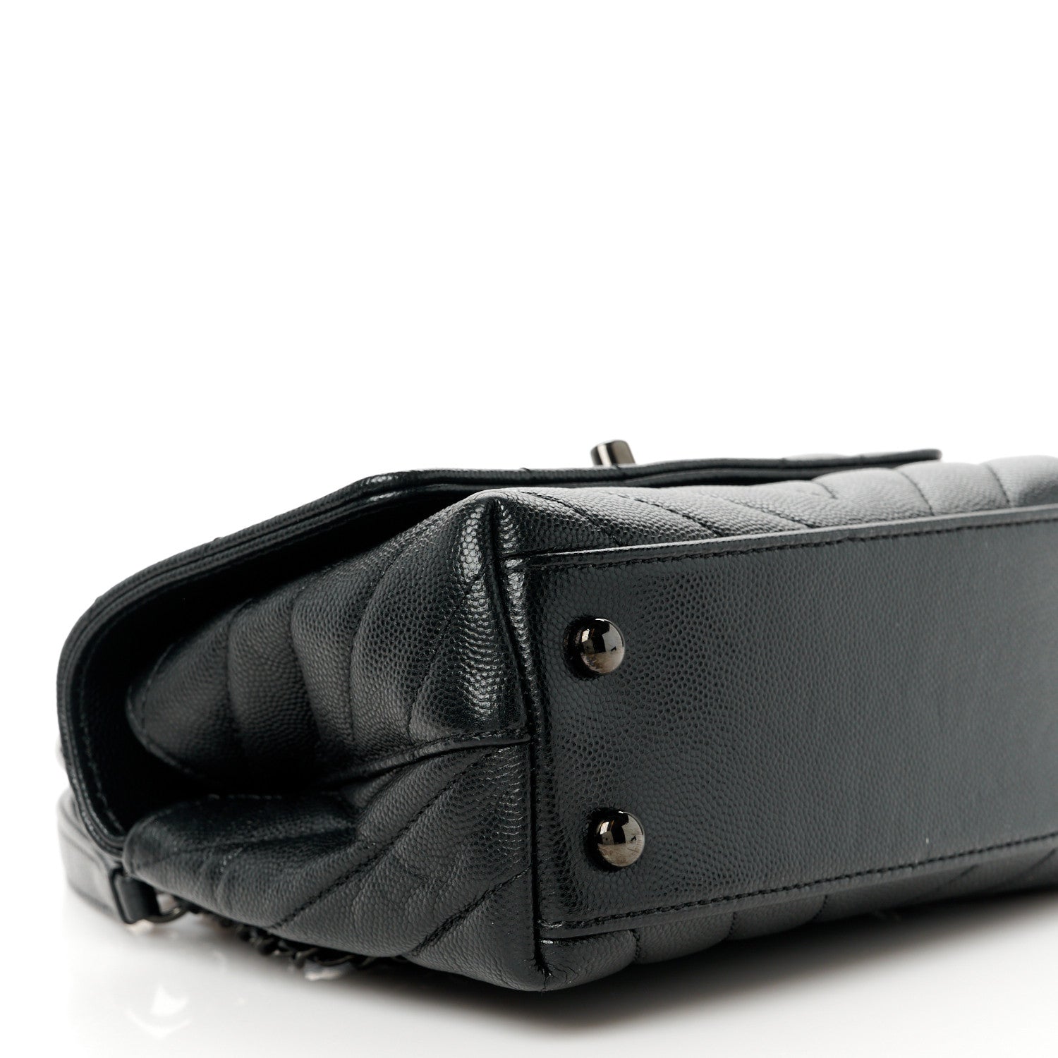 Chanel Caviar Chevron Quilted Extra Mini Coco Handle Flap So Black 10 of 12