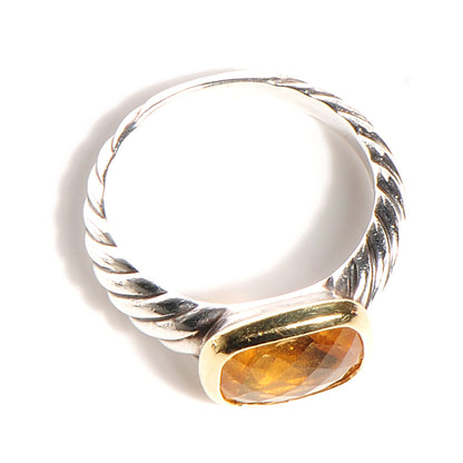 David Yurman Sterling Silver 18K Yellow Gold Citrine 10mm Noblesse Ring 54 7 3 of 6