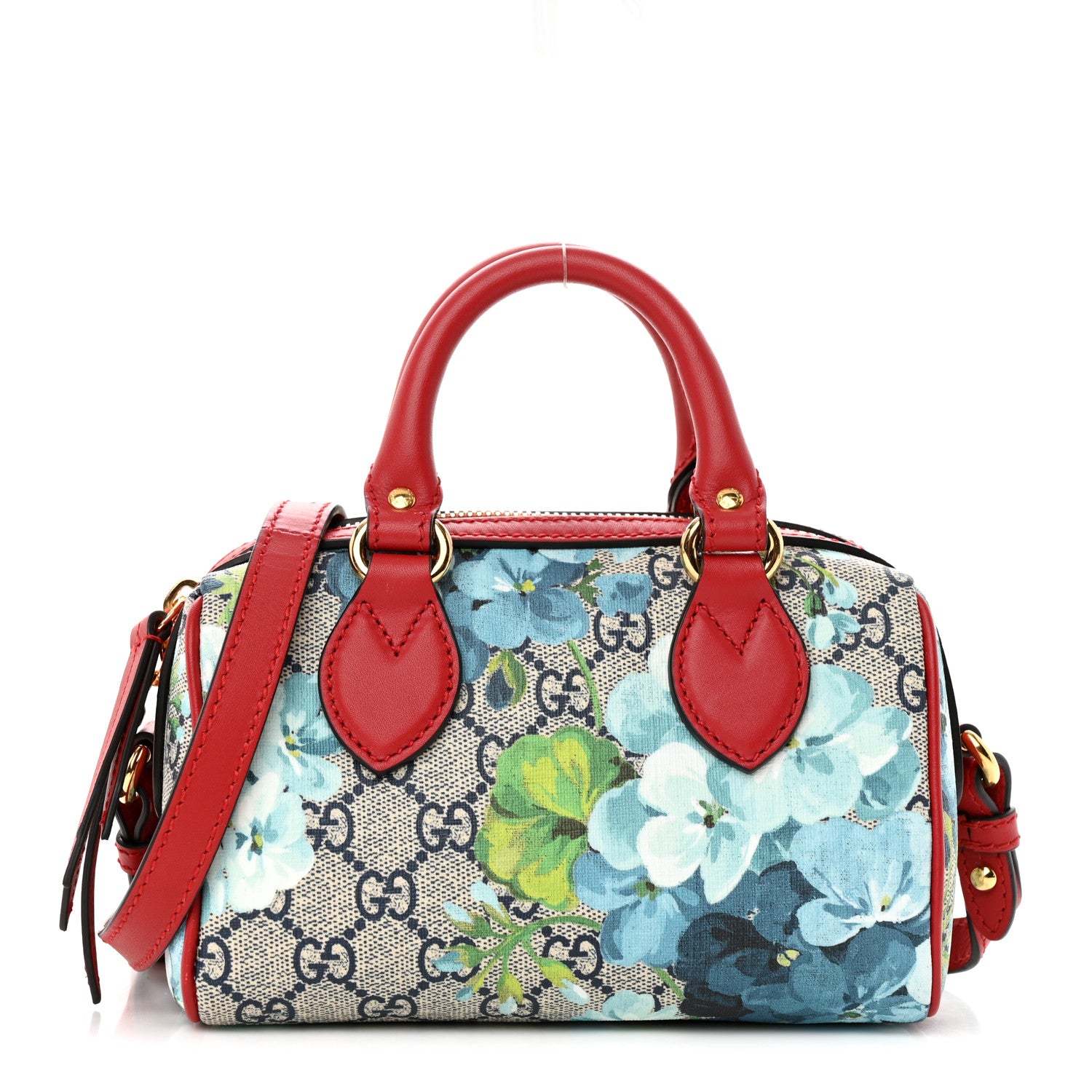 Gucci GG Supreme Monogram Blooms Mini Boston Navy Blue Hibiscus 1 of 12