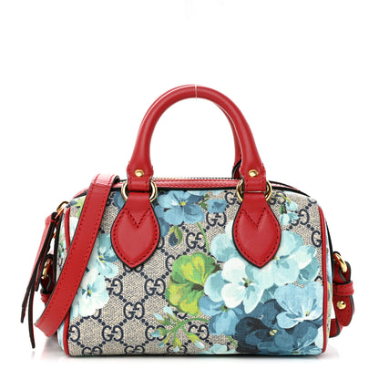 Gucci GG Supreme Monogram Blooms Mini Boston Navy Blue Hibiscus 1 of 12