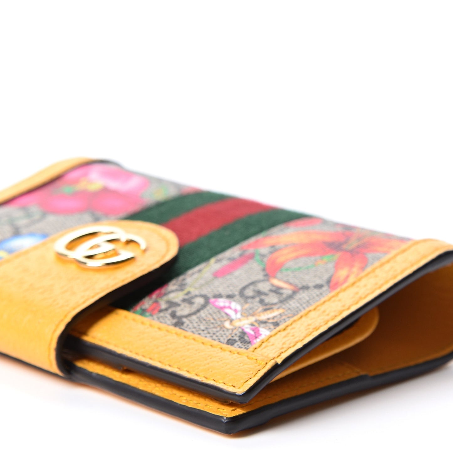 GG Supreme Monogram Flora Web Ophidia Passport Case Beige Multicolor Crop