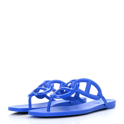 Hermes Rubber Womens Egerie Sandals 41 Bleu Outremer 2 of 8