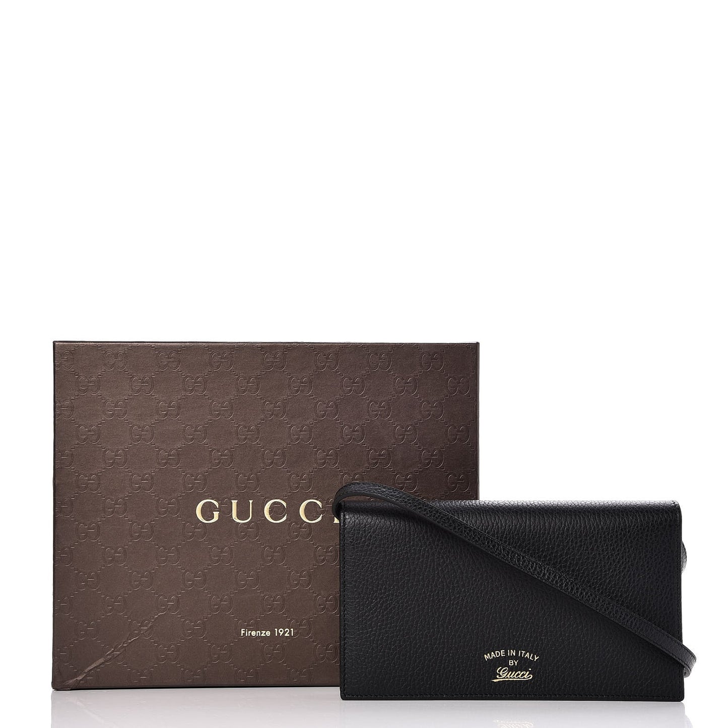 Dollar Calfskin Mini Swing Wallet Bag Black