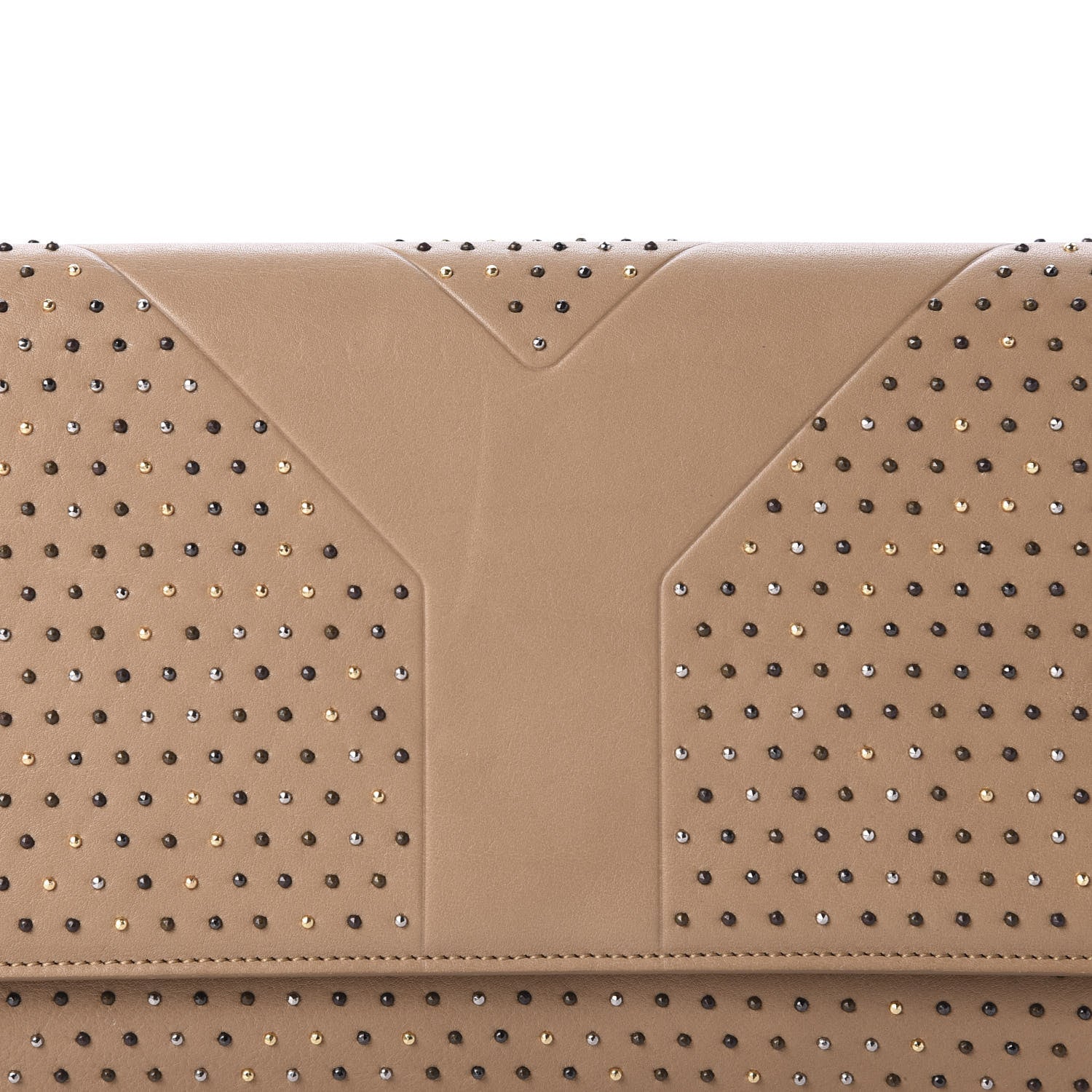 Saint Laurent Lambskin Studded Y Clutch Beige 10 of 10
