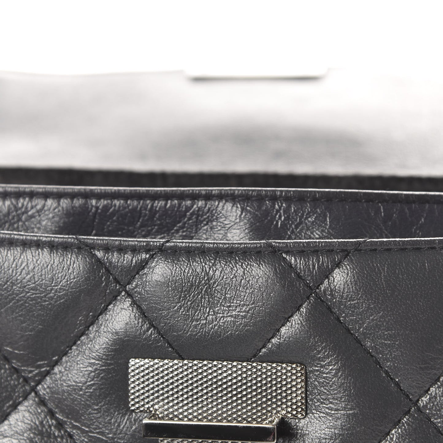 Calfskin Quilted Accordion Flap Grey
