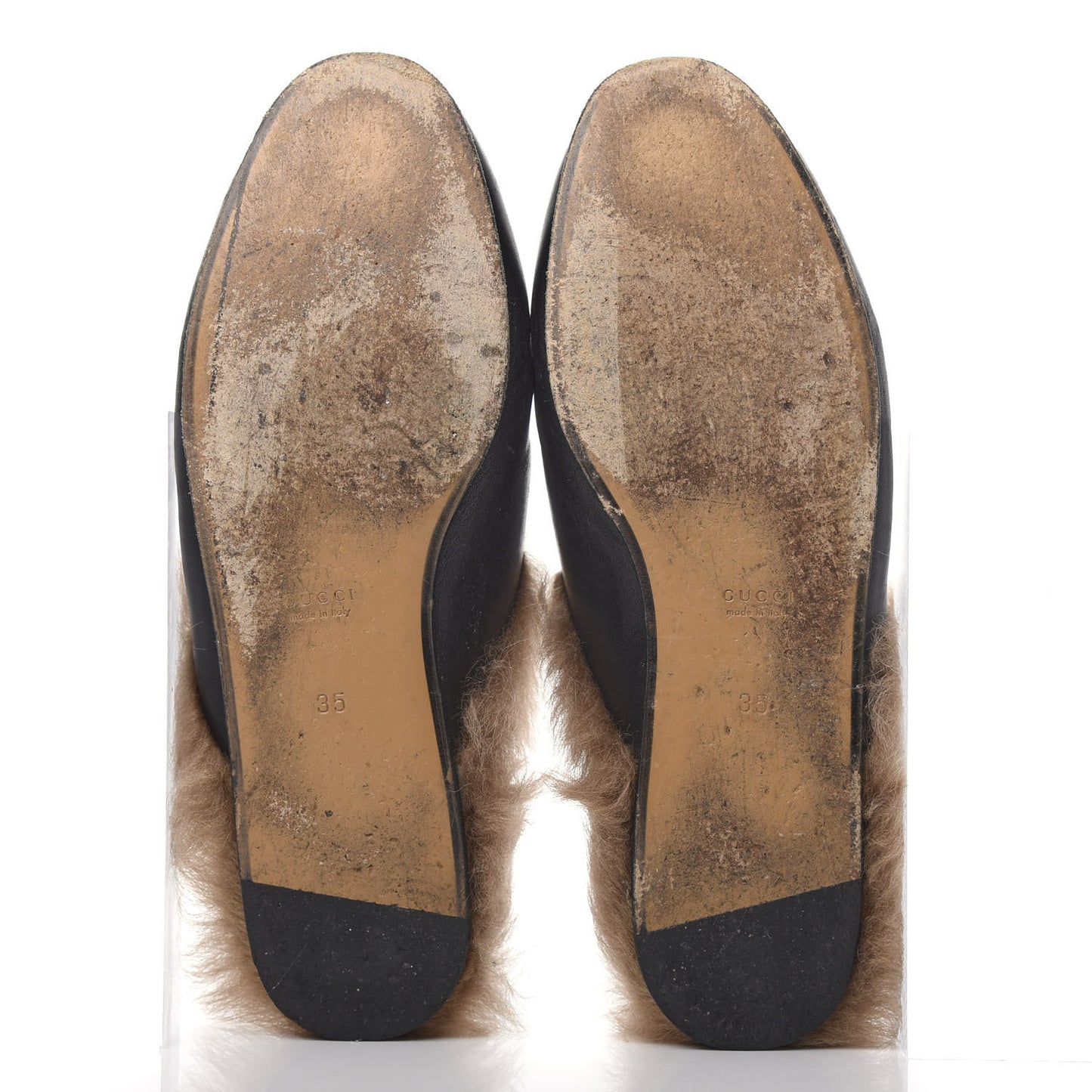 Calfskin Fur Womens Princetown Slippers 35 Black