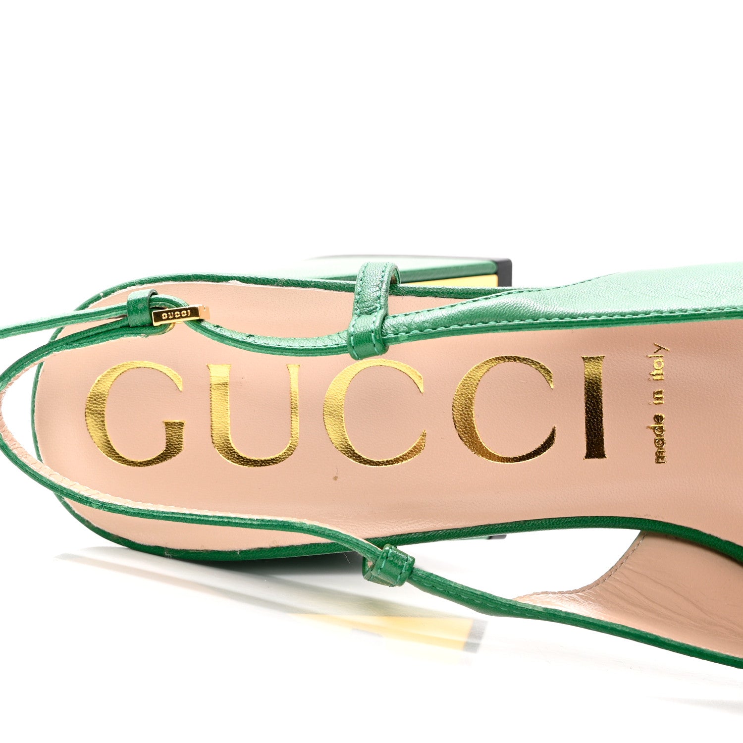 Gucci Malaga Kid Horsebit 75mm Slingback Pumps 39 New Shamarock 7 of 10