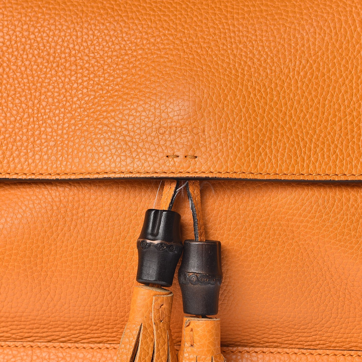 Cellarius Calfskin Medium Bamboo Daily Flap Shoulder Bag Curcuma