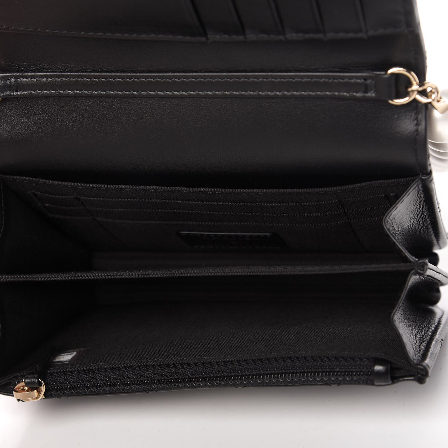 Calfskin Quilted Mini Maxi Pearls Wallet On Chain WOC Black