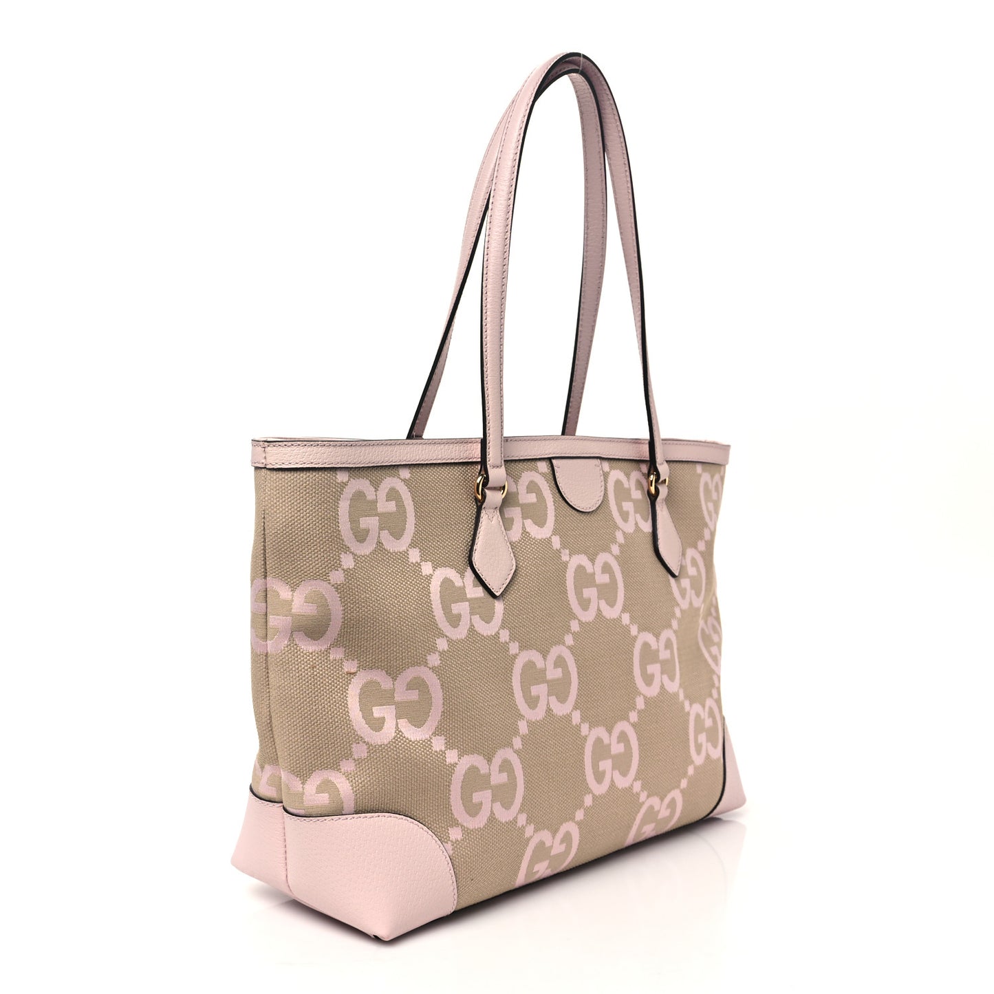 Monogram Jumbo GG Textured Dollar Calfskin Medium Ophidia Shopping Tote Beige Perfect Pink
