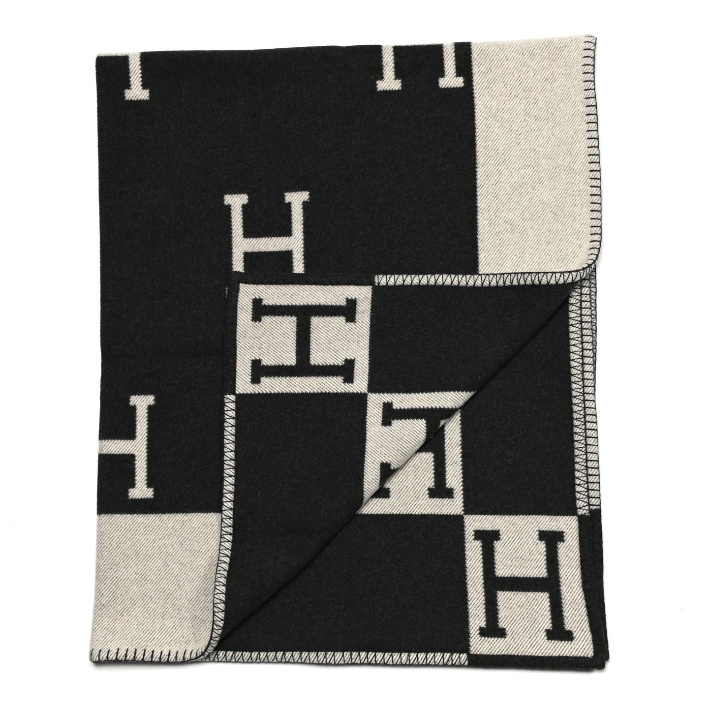 Wool Cashmere Avalon Blanket Ecru Gris Fonce