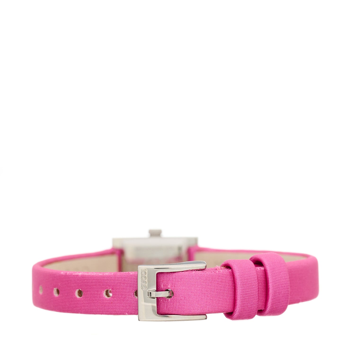 Stainless Steel Satin Pink Mother of Pearl 14mm G-Frame Square Quartz Watch Fuchsia