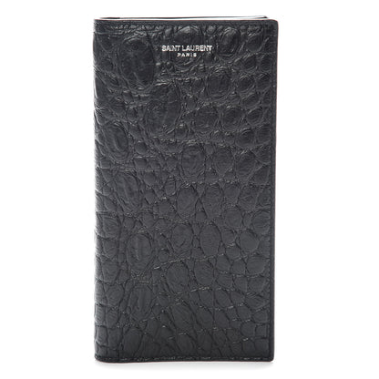 Saint Laurent Calfskin Crocodile Embossed Continental Wallet Black 1 of 8