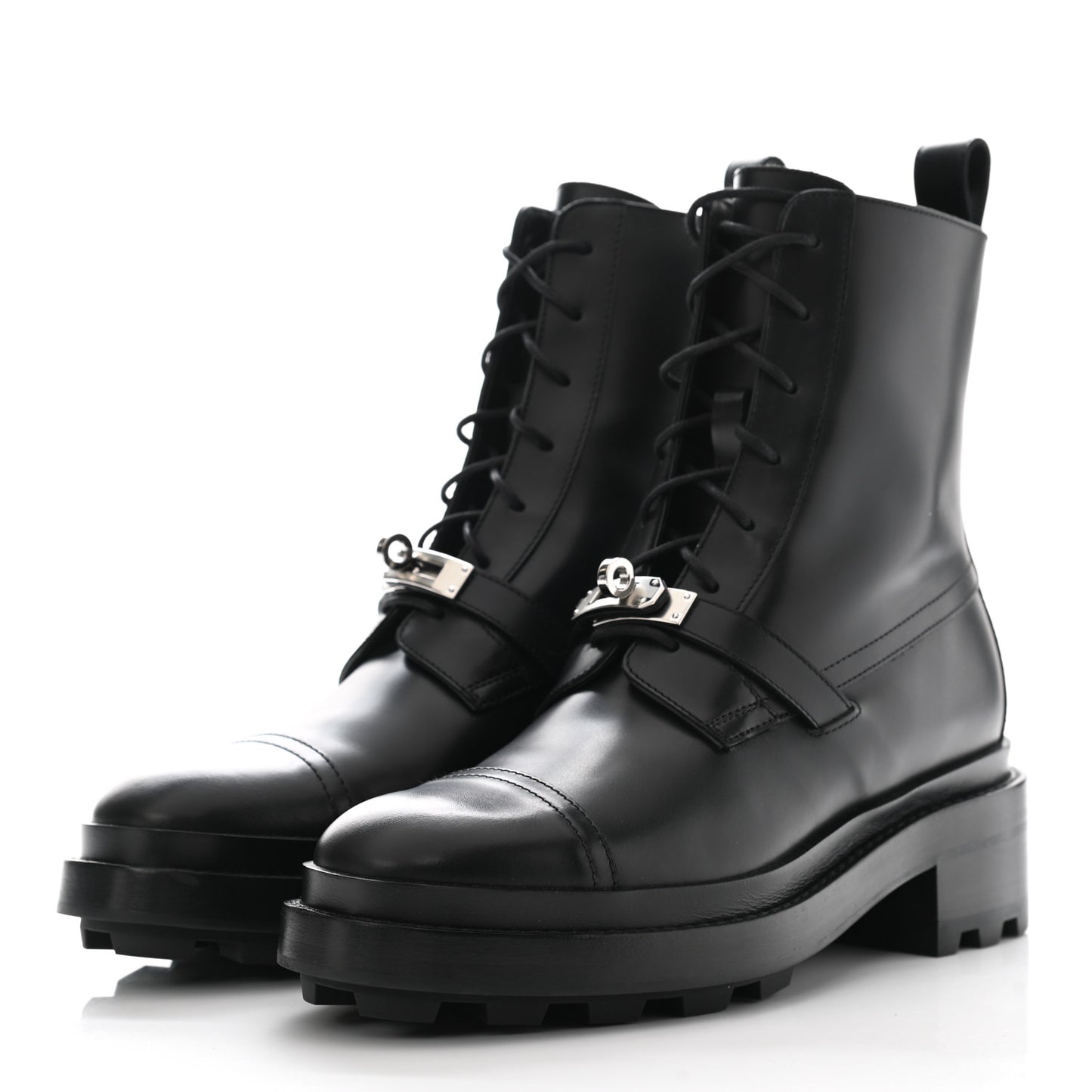 Glossed Calfskin Funk Ankle Boots 38 Black