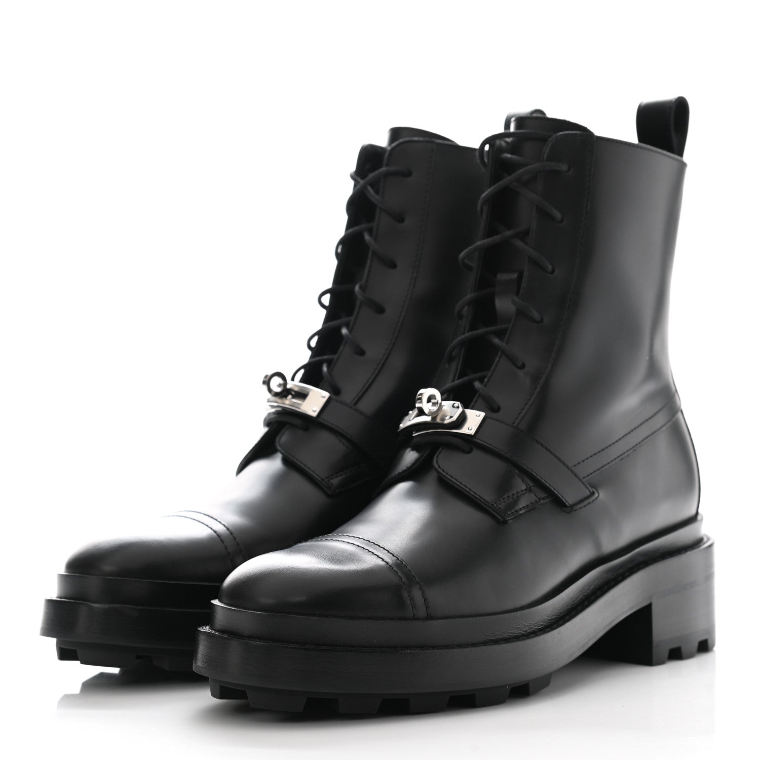 Hermes Glossed Calfskin Funk Ankle Boots 38 Black 3 of 9