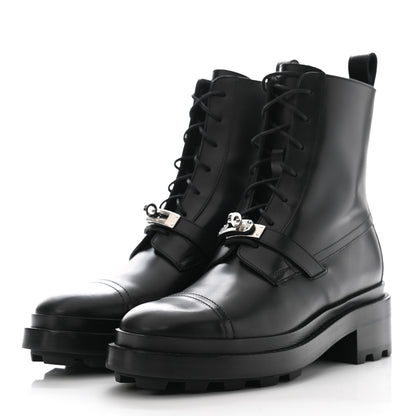 Hermes Glossed Calfskin Funk Ankle Boots 38 Black 3 of 9