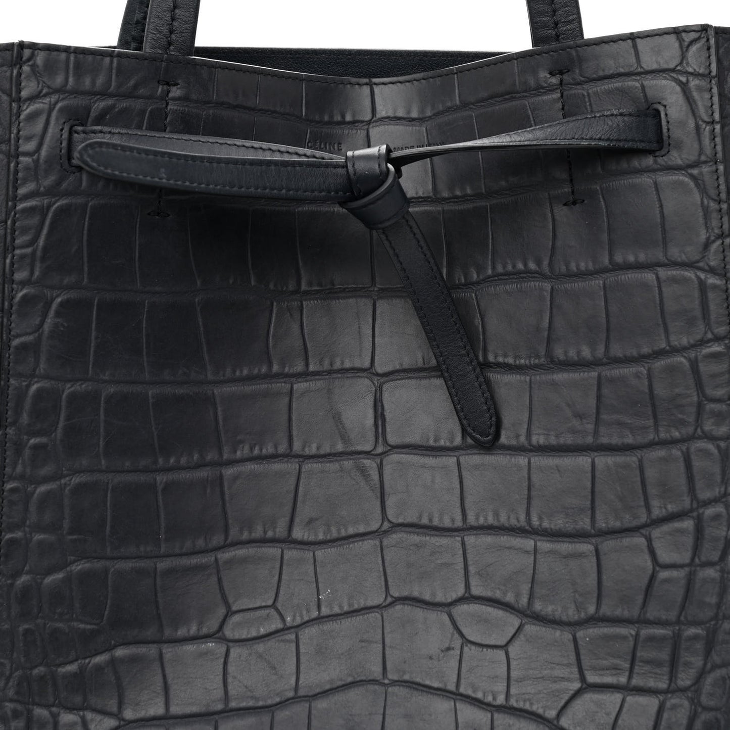 Crocodile Embossed Nubuck Small Belt Cabas Phantom Navy Blue