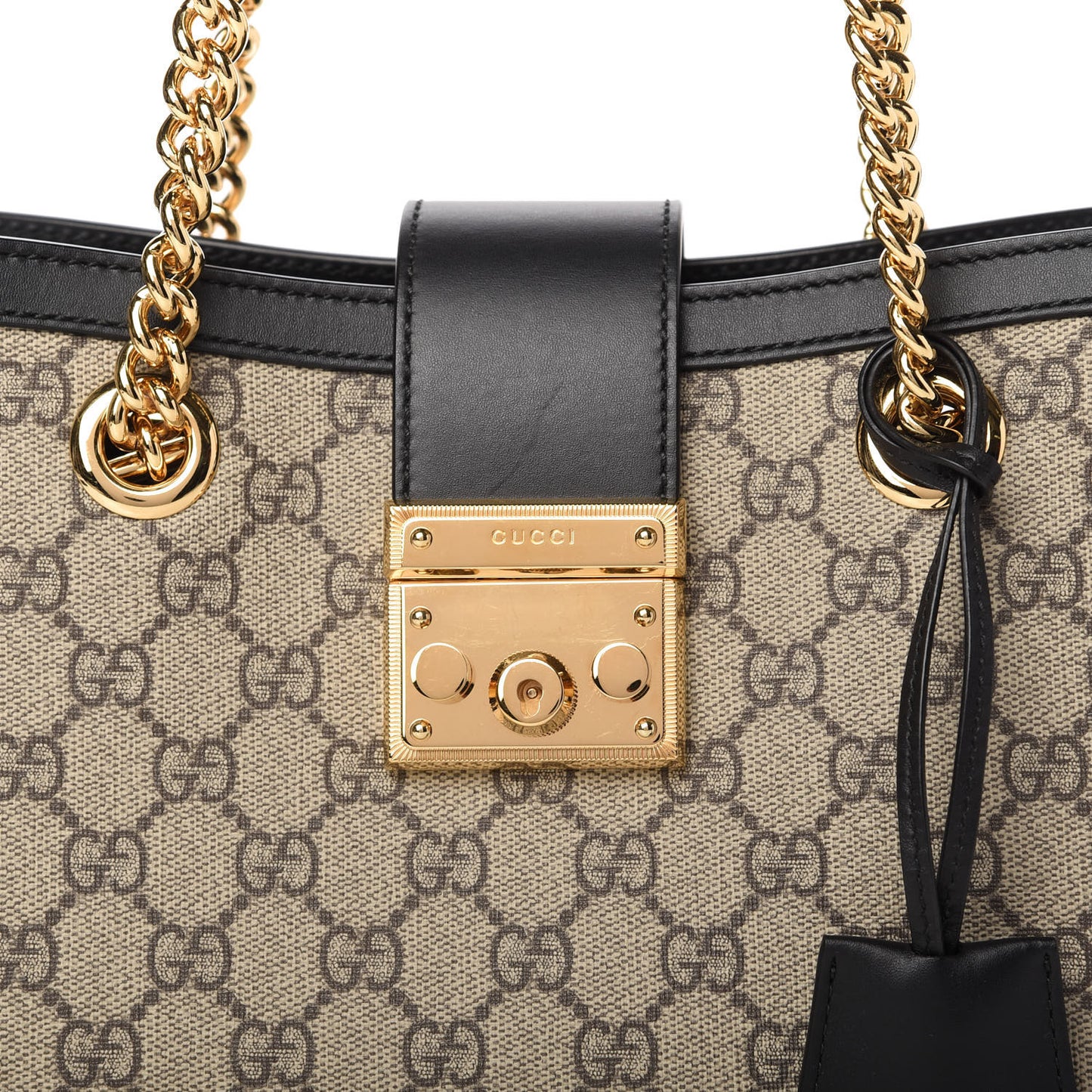 GG Supreme Monogram Small Padlock Tote Black