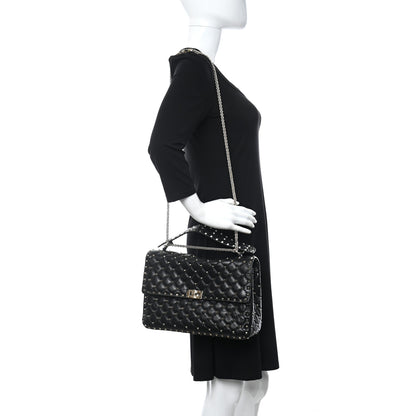 Valentino Garavani Lambskin Large Rockstud Spike Shoulder Bag Black 2 of 5