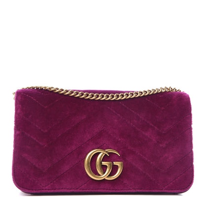 Gucci Velvet Matelasse GG Marmont Mini Bag Fuchsia Violet Cyclamen 1 of 7