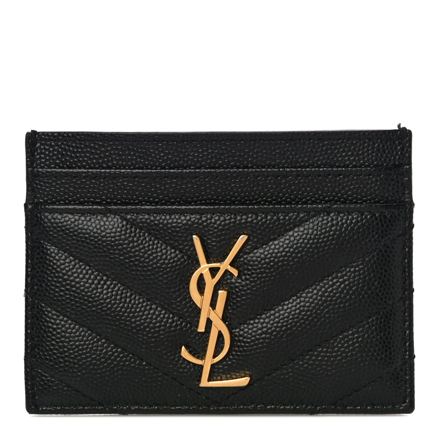 Grain De Poudre Matelasse Chevron Monogram Credit Card Case Black