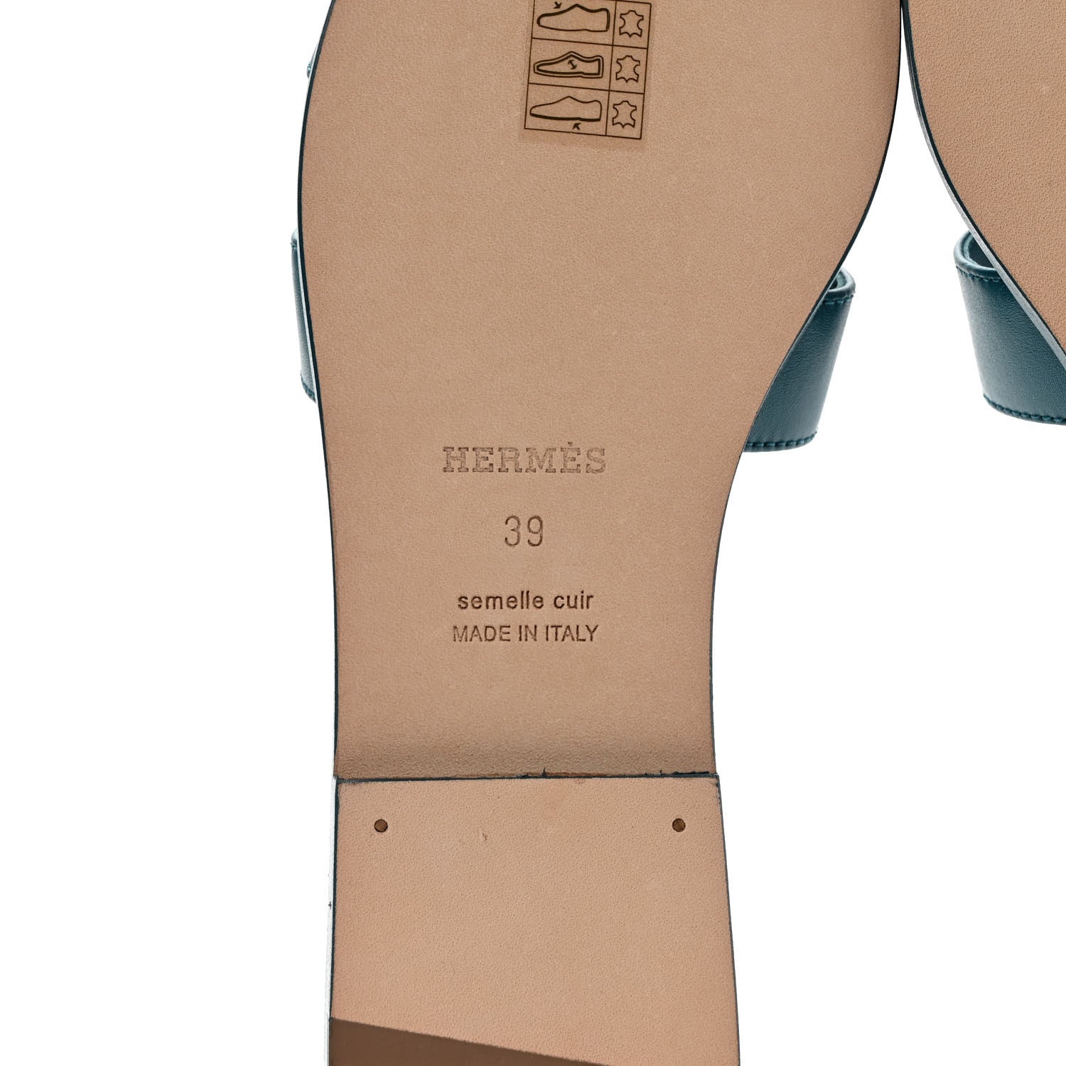 Hermes Calfskin Oran Sandals 39 Bleu Emeraude 6 of 9