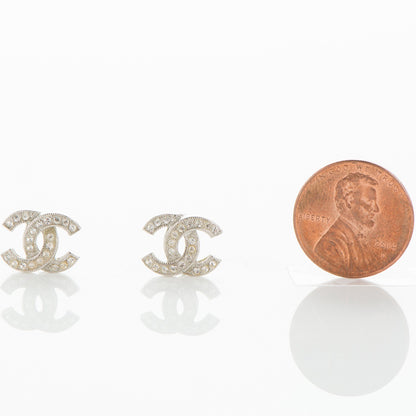 Chanel Crystal CC Earrings Silver 2 of 5