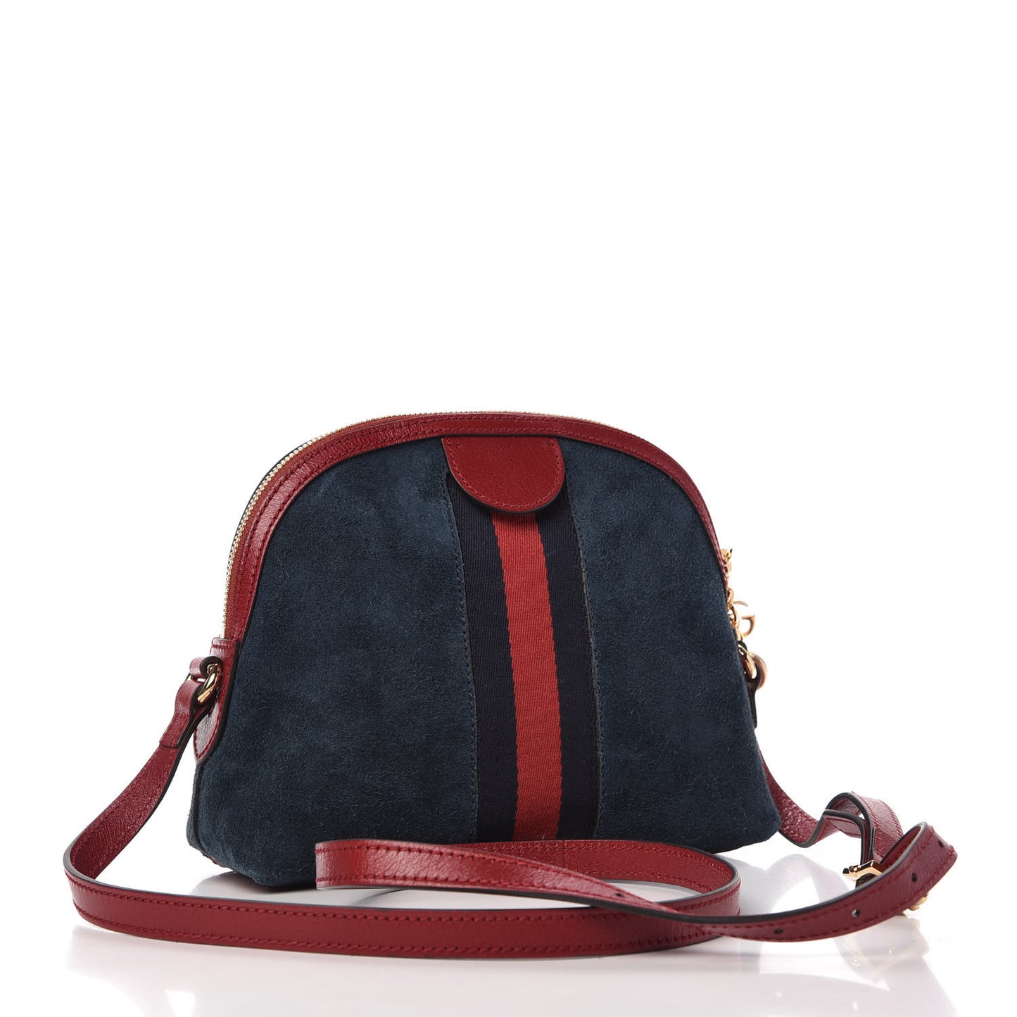Suede Calfskin Web Small Ophidia Dome Shoulder Bag New Blue Romantic Cherry