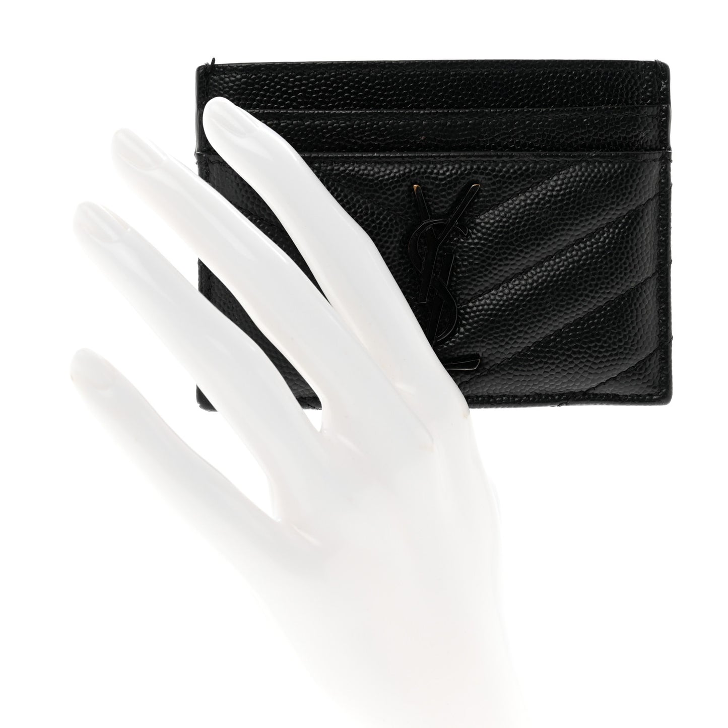 Grain De Poudre Matelasse Chevron Monochrome Monogram Credit Card Case Black