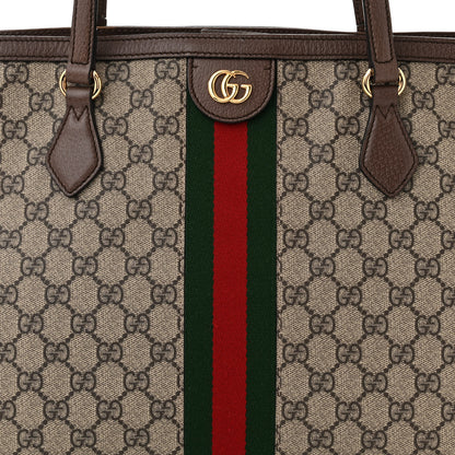 Gucci GG Supreme Monogram Textured Calfskin Web Medium Ophidia Shopping Tote Beige Ebony New Acero 8 of 11