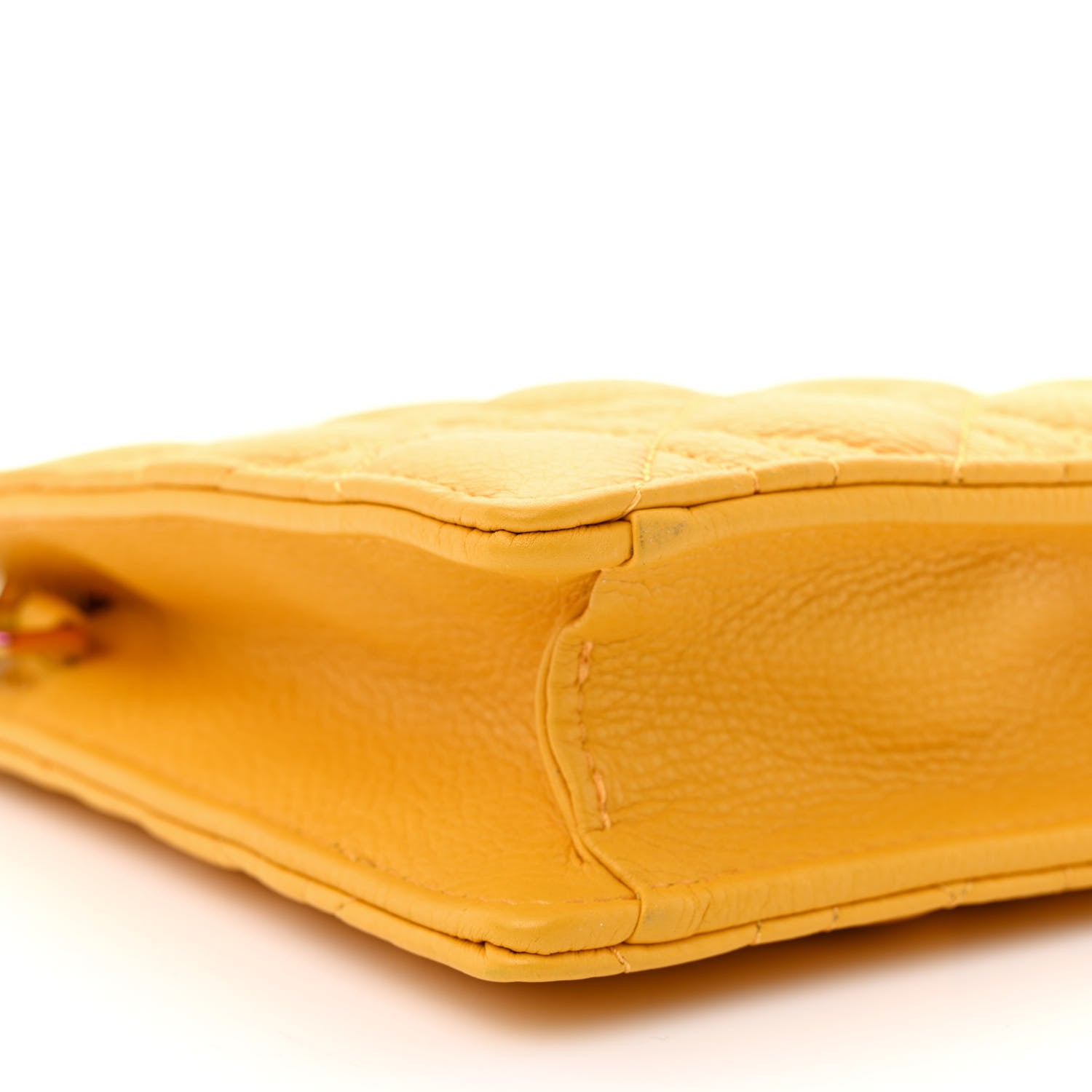Christian Dior Calfskin Cannage Caro Zipped Pouch With Chain Sunny 10 of 11
