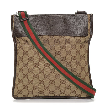 Gucci GG Monogram Web Messenger Crossbody Bag Dark Brown 1 of 6