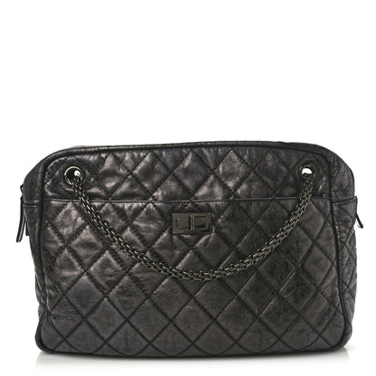 Chanel Metallic Aged Calfskin Quilted Large Reissue Camera Case Black 1 of 13
