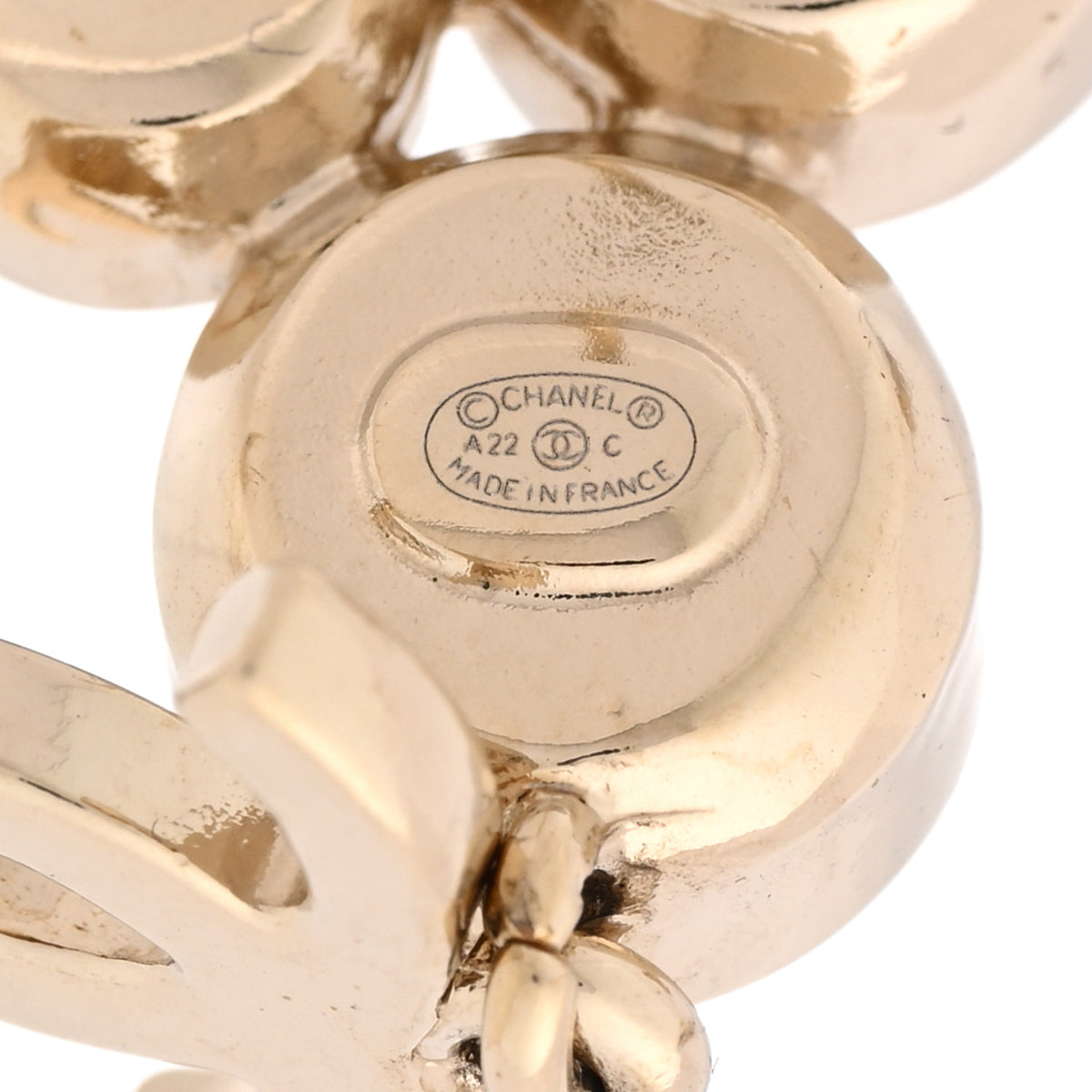 Chanel Pearl Crystal CC Drop Earrings Gold 4 of 4