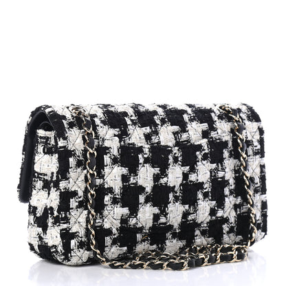 Chanel Tweed Quilted Medium Double Flap Black Ecru White 2 of 4