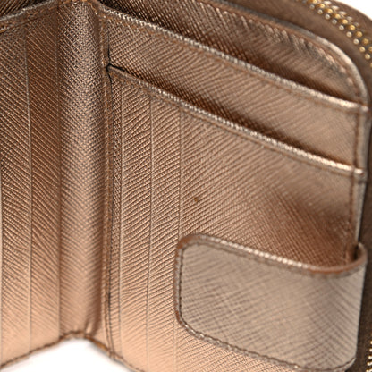 Prada Metallic Saffiano Metal Compact Zip Around Wallet Bronzo 13 of 16