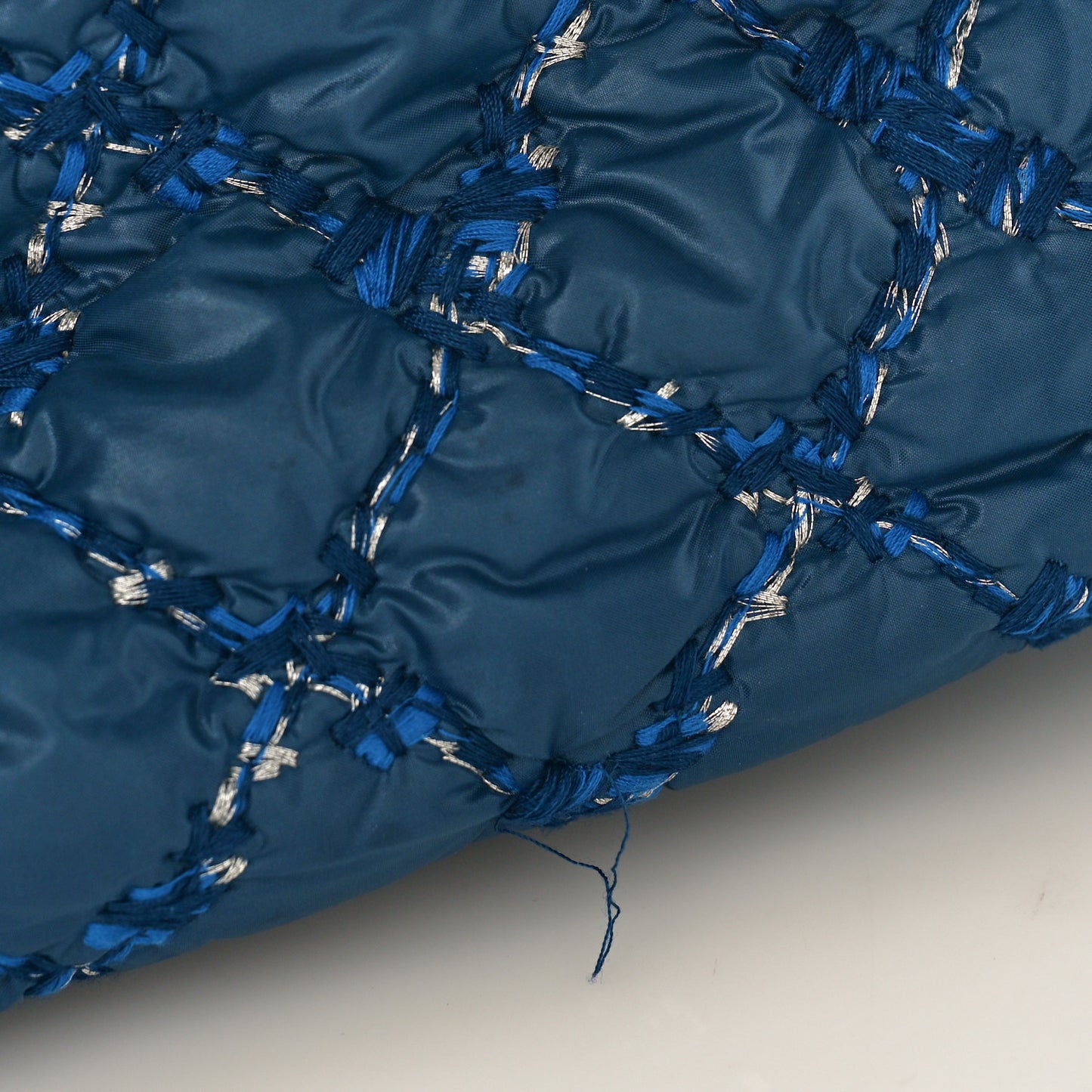 Nylon Quilted Tweed Stitch Bubble Camera Case Blue