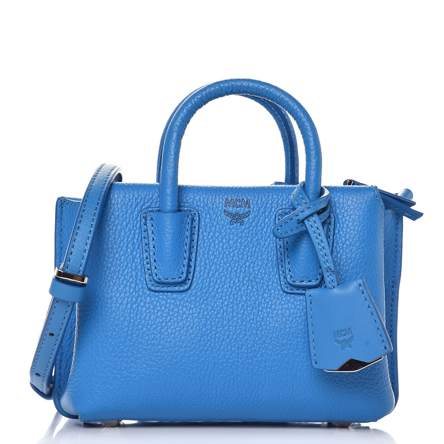 MCM Grained Calfskin X-Mini Milla Tote Tile Blue 1 of 12