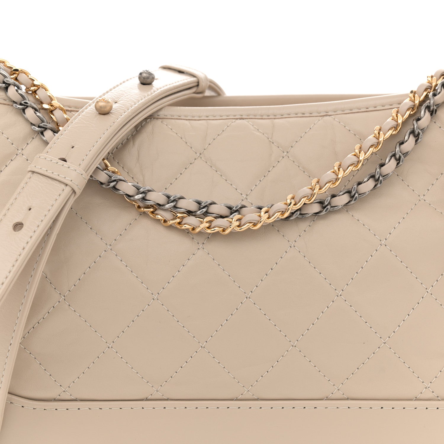 Chanel Aged Calfskin Quilted Medium Gabrielle Hobo Beige 8 of 14