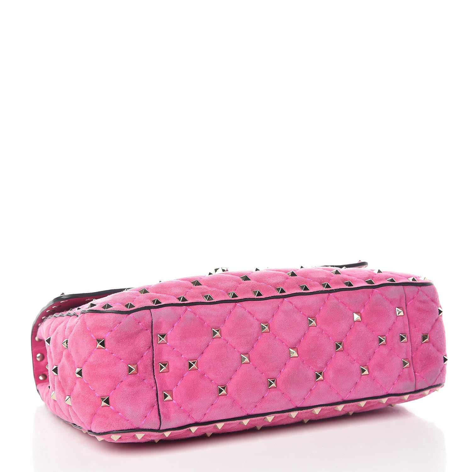 Valentino Garavani Suede Medium Rockstud Spike Shoulder Bag Bright Fuxia 4 of 12