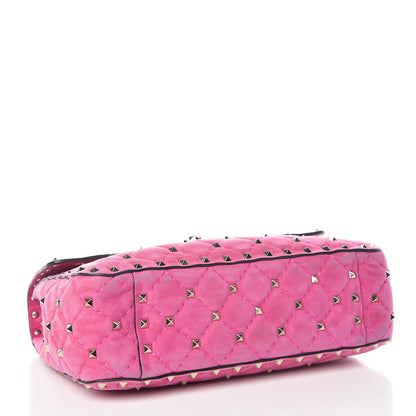 Valentino Garavani Suede Medium Rockstud Spike Shoulder Bag Bright Fuxia 4 of 12