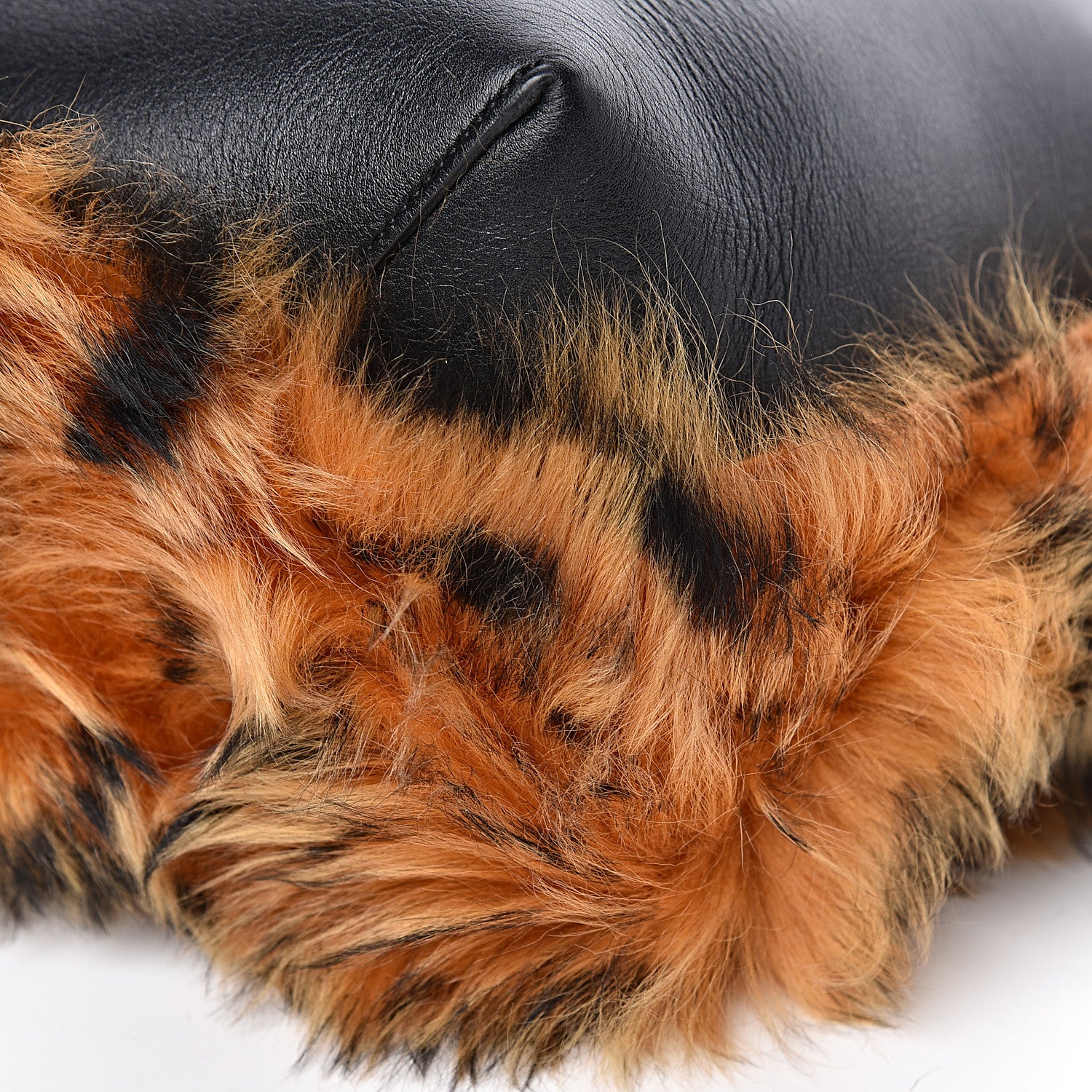 Celine Shiny Smooth Calfskin Shearling Small Twisted Cabas Black Multicolor 8 of 11