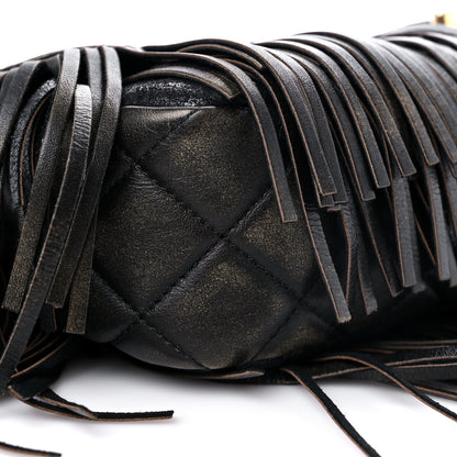 Chanel Metallic Calfskin Quilted Large Into The Fringe Flap Black 7 of 11