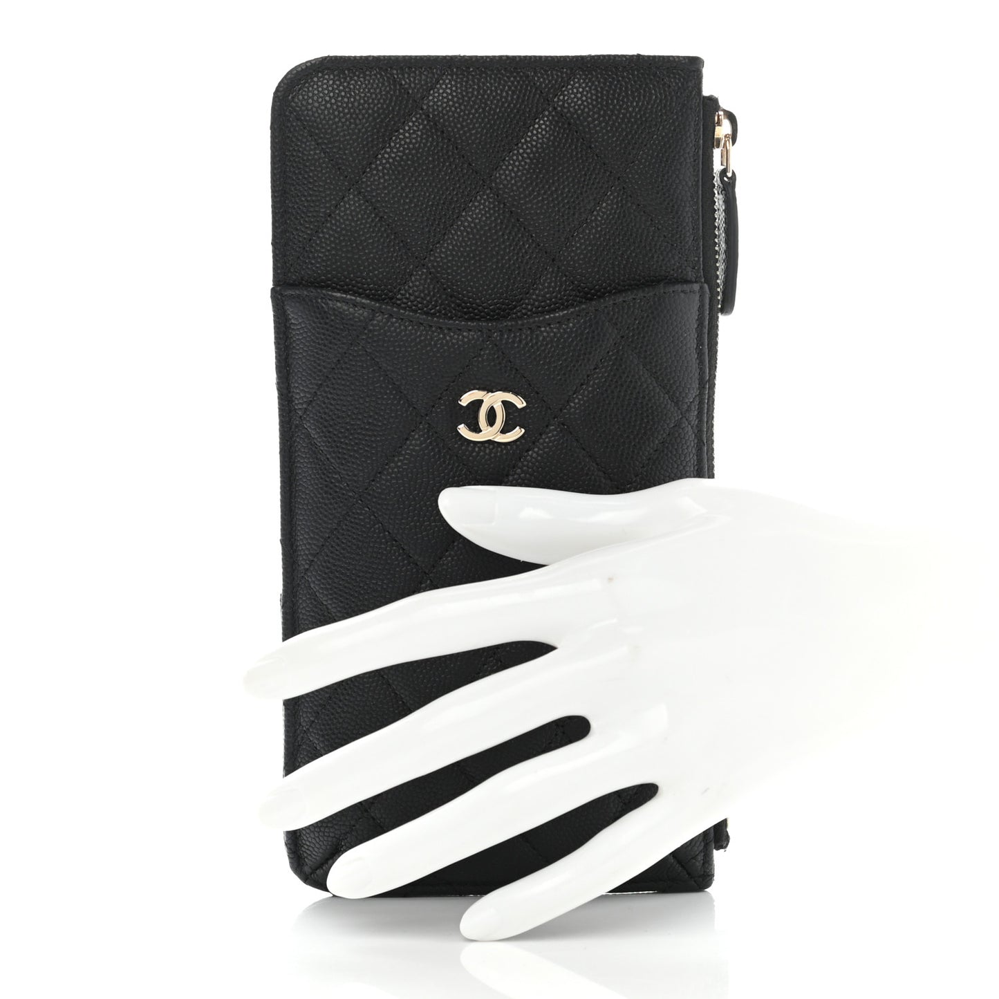 Caviar Quilted Classic Flat Wallet Pouch Black