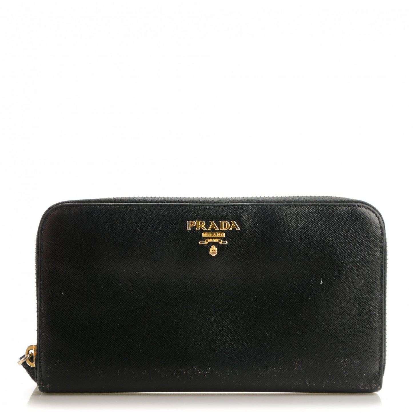Saffiano Metal Zip Around Wallet Nero Black