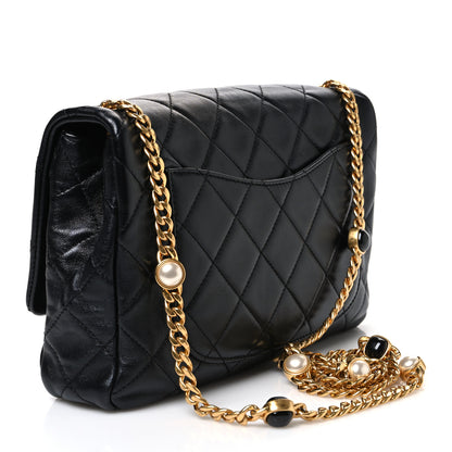 Chanel Lambskin Resin Pearl Quilted Flap Black 3 of 10