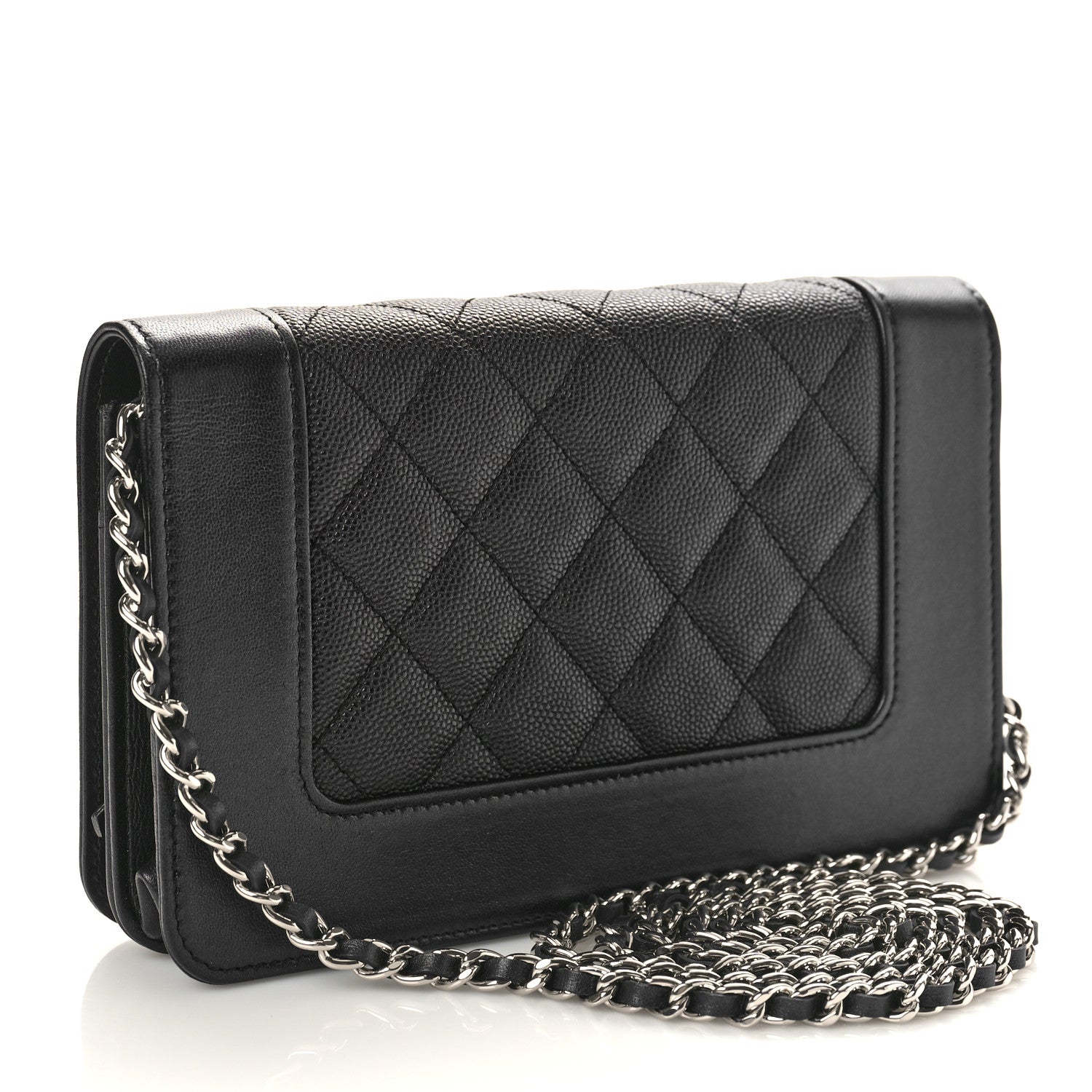 Chanel Caviar Quilted Vintage Mademoiselle Wallet On Chain WOC Black 2 of 10