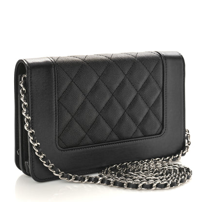 Chanel Caviar Quilted Vintage Mademoiselle Wallet On Chain WOC Black 2 of 10