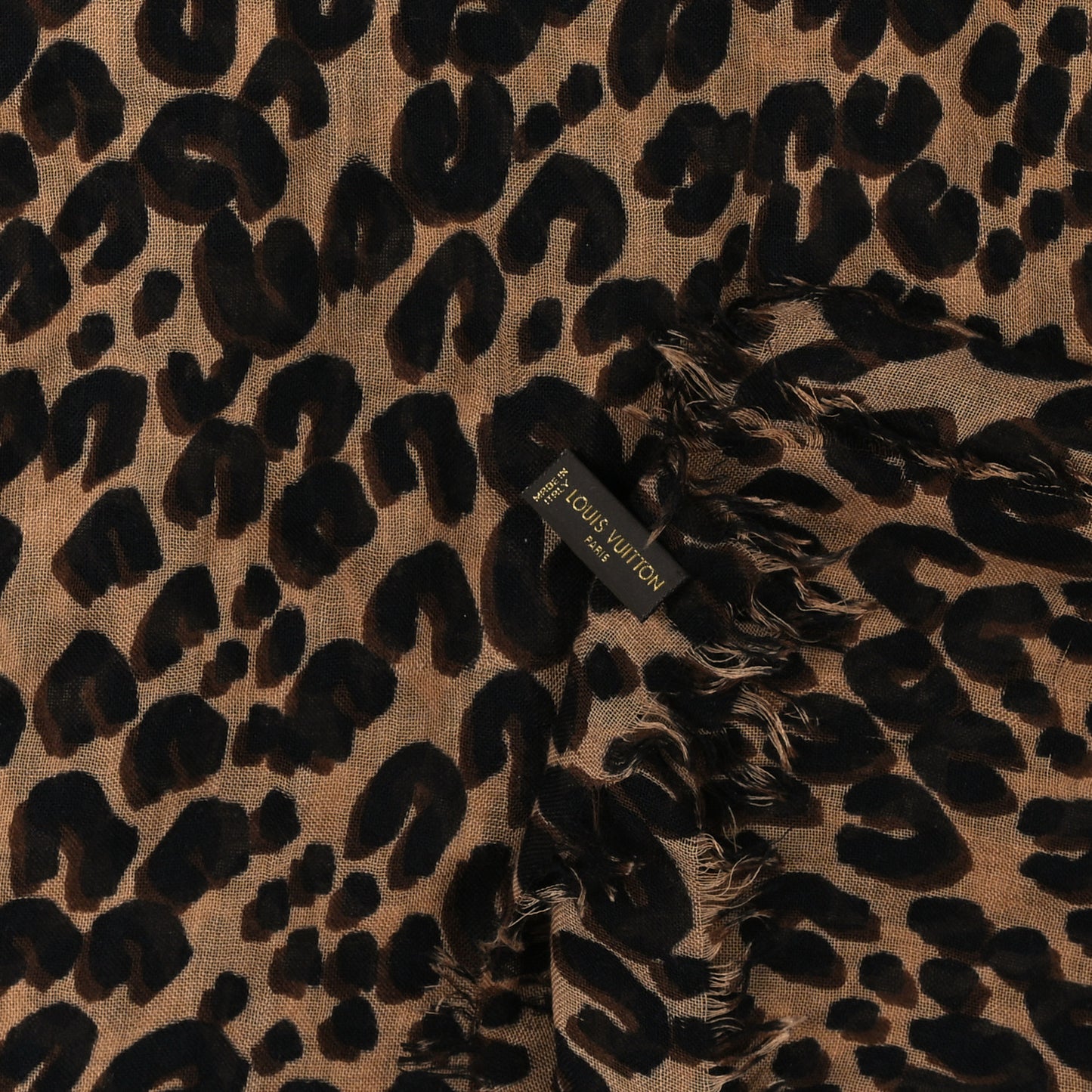 Cashmere Silk Leopard Etole Stole Marron